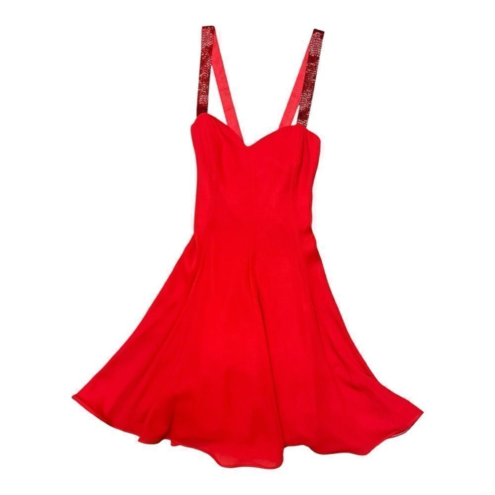 Vintage Red Jessica Howard Sweetheart Dress Sz 14 Beaded Strap Fit Flare Tulle